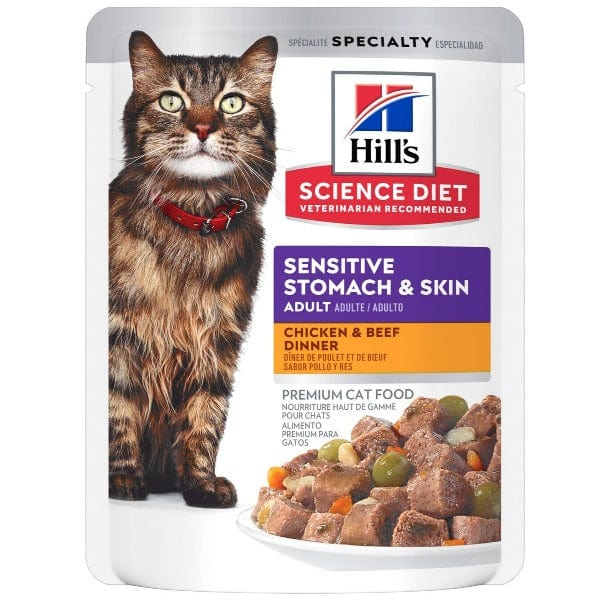Science Diet Chicken & Beef Pouch Cat Food for Sensitive Stomach & Skin