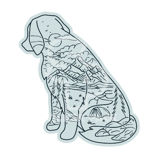 Large Dog Mountain Line Scene Sticker Pack for Various Surfaces