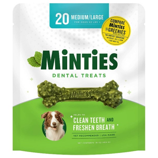 Minties Medium and Large-Sized Dental Chew Bones for Canine Companions