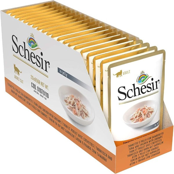 Schesir Adult Wet Cat Food: Tuna, Chicken & Shrimp Delight