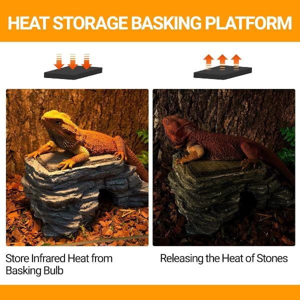 Reptizoo High - Quality Resin Corner Hide Cave with Heat - Absorbing Slate Stone