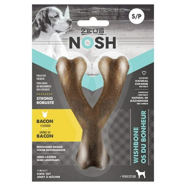 Zeus Bacon - Flavored NOSH STRONG Wishbone Chew Toy for Dogs