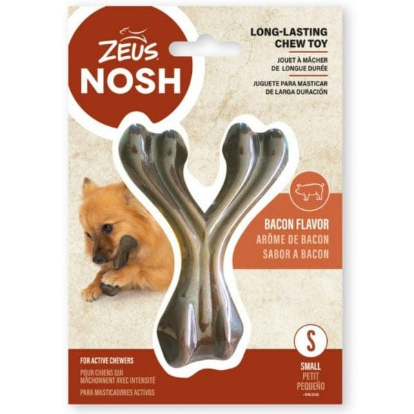 Zeus Bacon - Flavored NOSH STRONG Wishbone Chew Toy for Dogs