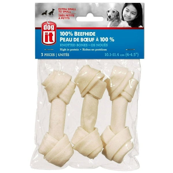 Dogit Premium White Beefhide Knotted Chew Bones for Canines