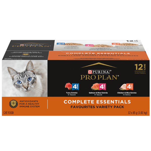 Purina Pro Plan Adult Wet Cat Food Variety Pack of 12 with Chicken, Salmon & Tuna