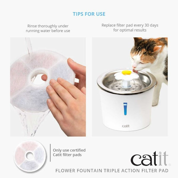 Catit Flower Fountain Triple Function Filter Pads for Enhanced Pet Water Quality
