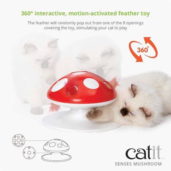 Catit Senses 2.0 360° Motion-Activated Mushroom Interactive Feather Toy for Cats