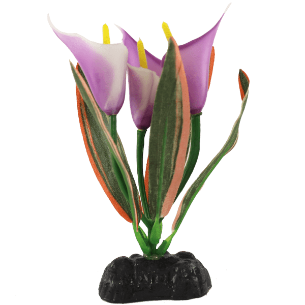 Lilac Silk Betta Fish Plant - Realistic Peace Lily Style (4 Pieces)