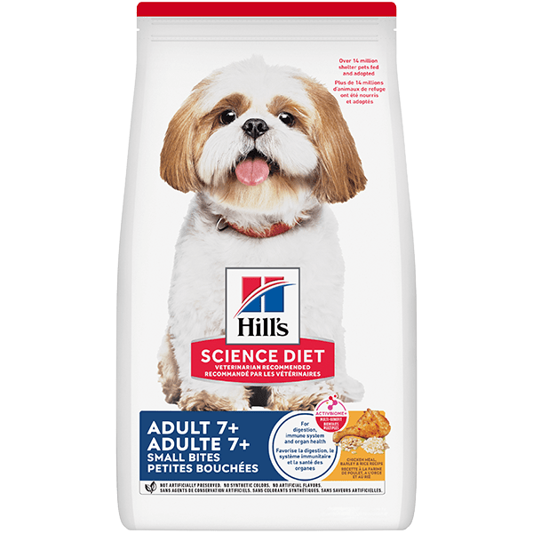 Hill's Science Diet Dry Dog Food for Adult 7+ - Chicken, Barley & Rice Small Bites