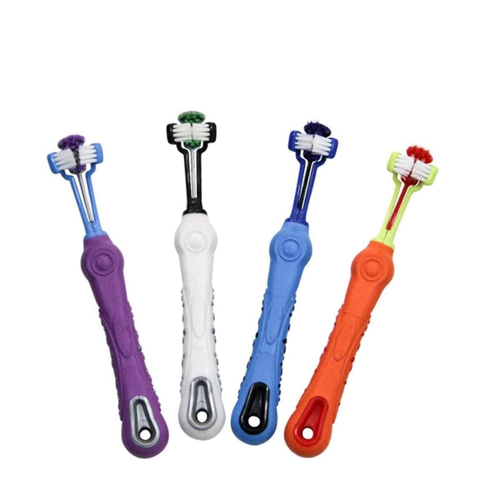 M-PETS Dog Oral Care Three-Headed Toothbrush for Thorough Cleaning