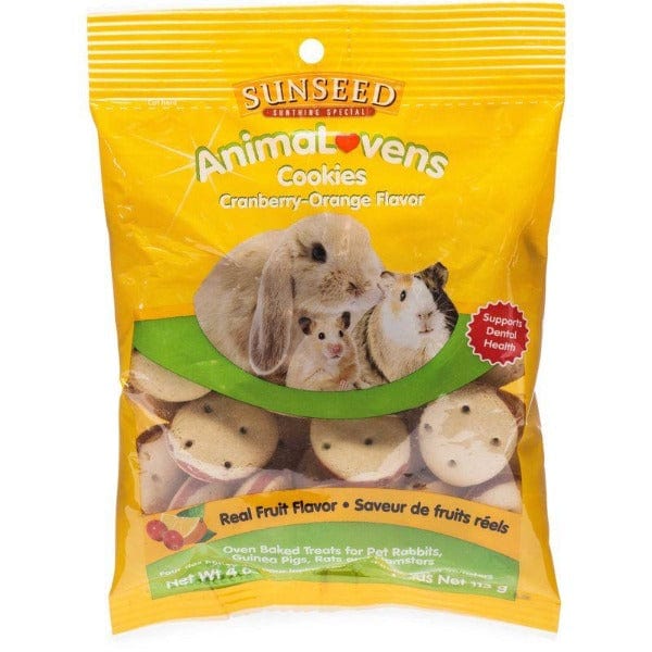 Sunseed AnimaLovens Baked Cookies with Cranberry - Orange Flavor, Ideal Natural Treats for Small Pets