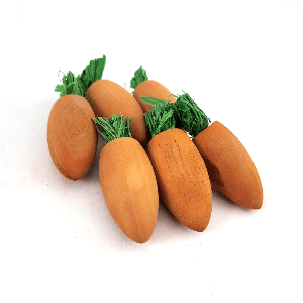 6-Pack of Moss Hollow Brand Wooden Pet Play Carrots for Chewing