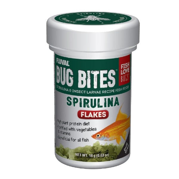 Fluval High - Quality Spirulina - Infused Bug Bites Flakes for Aquarium Fish