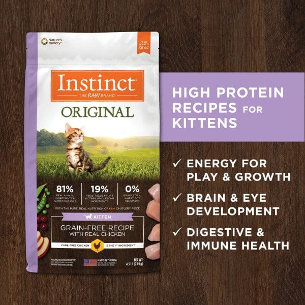 Instinct Original Premium Dry Kitten Food with Real Cage - free Chicken, 4.5 - pound Package