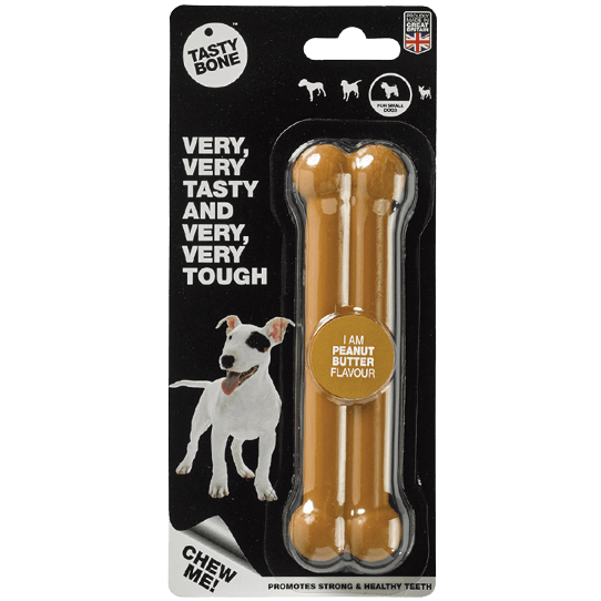 Delicious TastyBone Nylon Dog Chew Bone with Peanut Butter Flavour