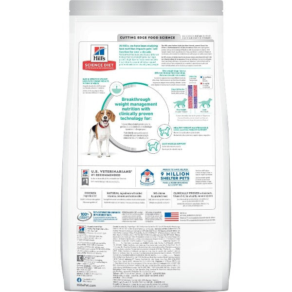 Hill's Science Diet Adult Dog Food with Chicken Recipe, 4lb - Perfect Weight Formula in Small Bites for Weight Management