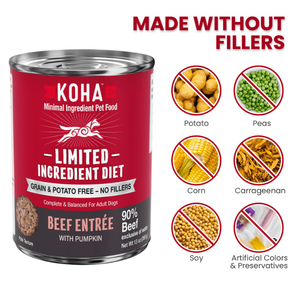 KOHA Premium Canned Beef Entrée Dog Food for Dogs with Extreme Food Sensitivities