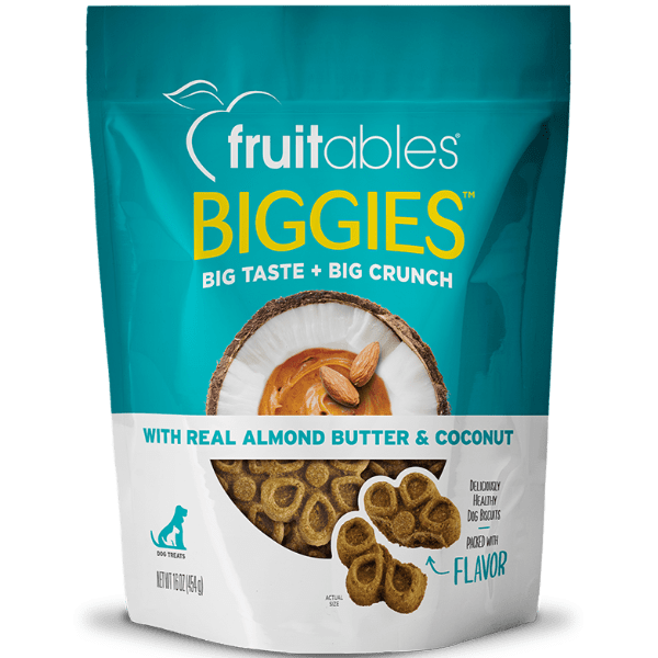 Fruitables Biggies Premium Almond Butter and Coconut Flavored Dog Biscuit Treats