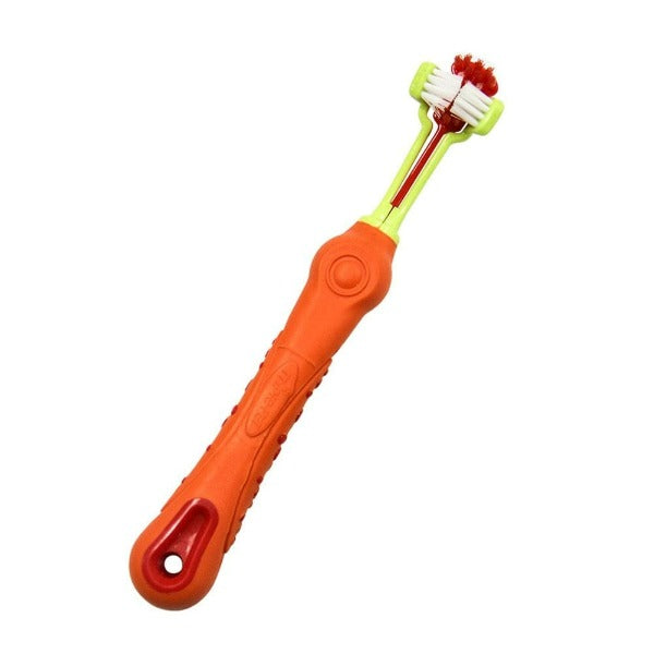 M-PETS Dog Oral Care Three-Headed Toothbrush for Thorough Cleaning
