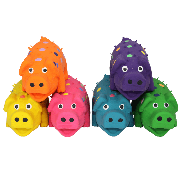 Multipet Mini Pig Latex Globlets - Colorful Dog Toys for Gentle Chewers