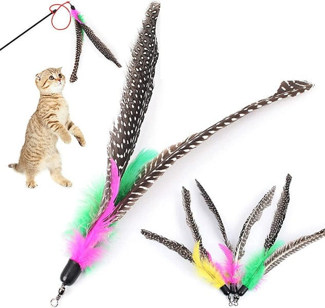 2-Pack Turbo Flying Cat Toy Replacement Feathers (5') to Spark Hunting Instincts