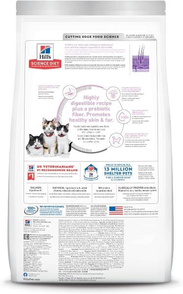 Hill's Science Diet 3.5lb Dry Kitten Food: Salmon & Brown Rice for Sensitive Stomachs & Skin