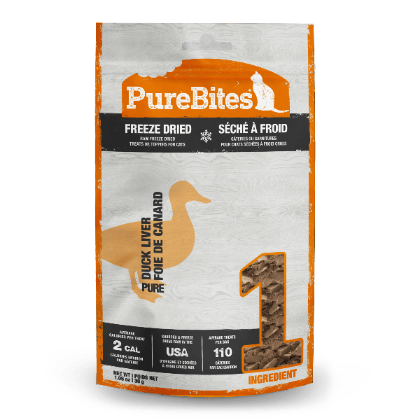 PureBites Freeze - Dried Gourmet Duck Liver Treats for Cats, 30g (1.05 oz) - High - Quality Feline Snack