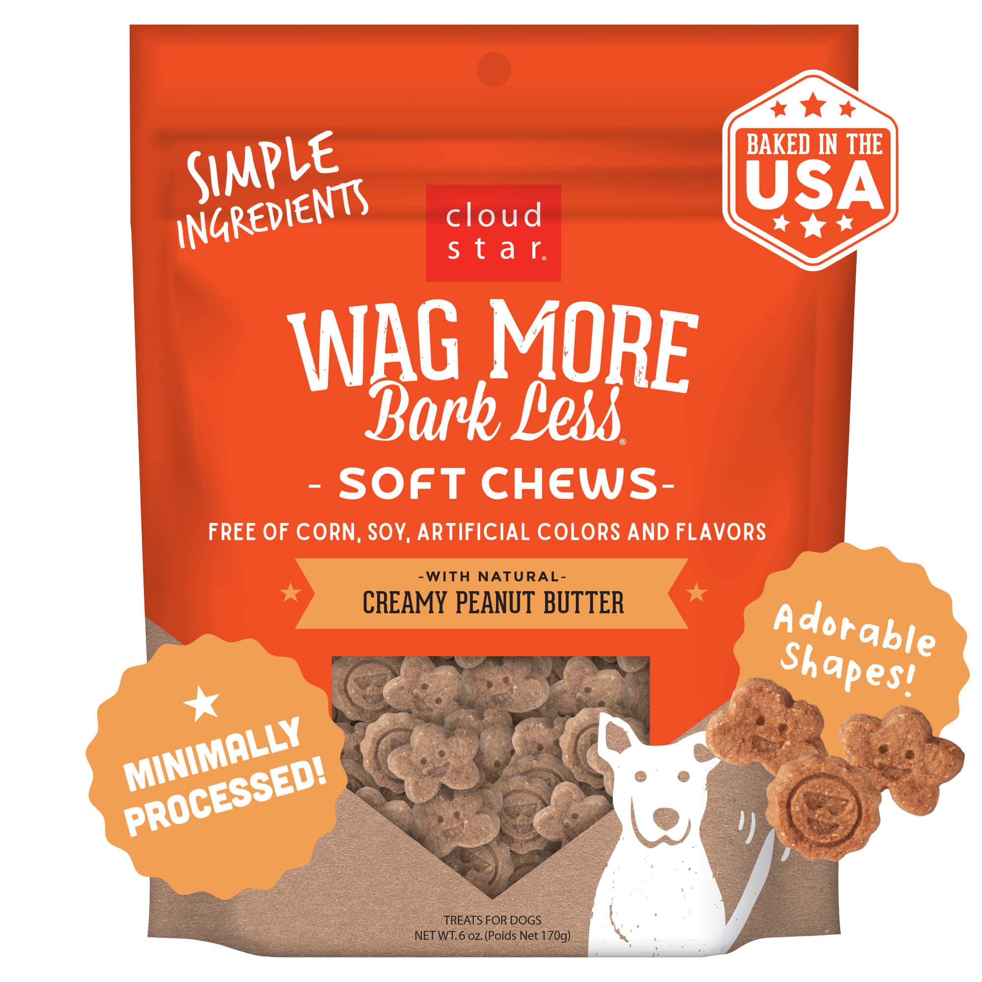 Soft & Chewy Dog Treats with Creamy Natural Peanut Butter - Wag More, Bark Less