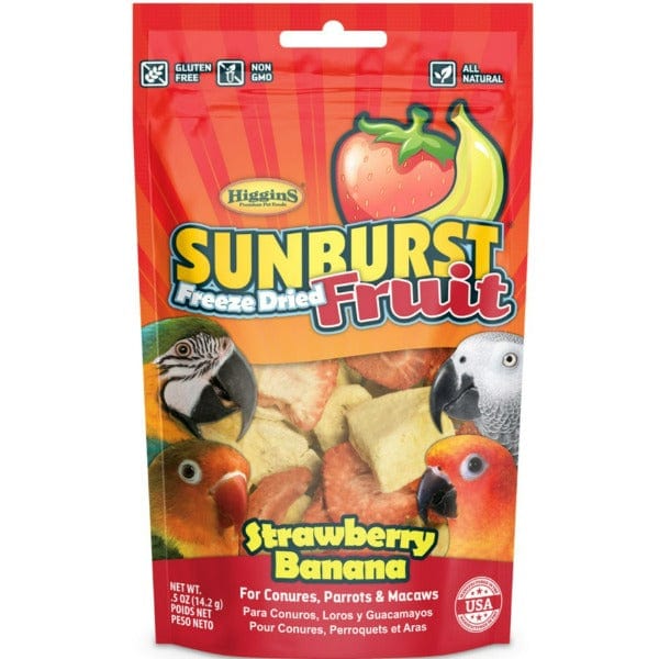 Sunburst Premium Freeze - Dried Strawberry and Banana Treats Specially Designed for Pet Birds