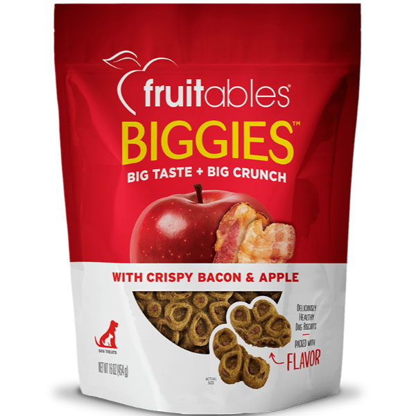 Fruitables Biggies Dog Treats with Crispy Bacon and Apple Flavors