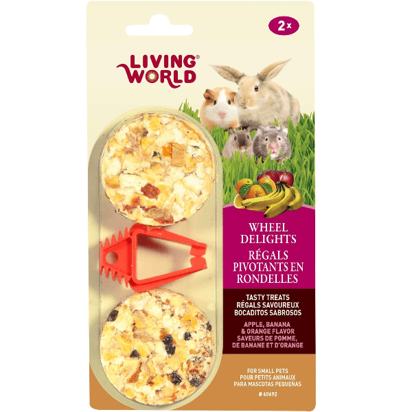 Living World Delicious Apple, Banana & Orange Flavored Wheel Treats for Small Animals - Nutritious and Crunchy Snack