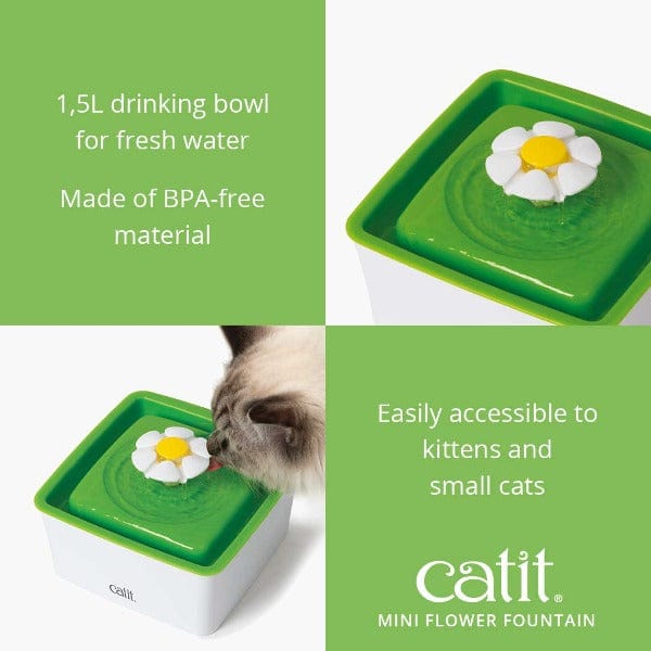 Catit Compact Mini Flower-Style Water Fountain for Cats