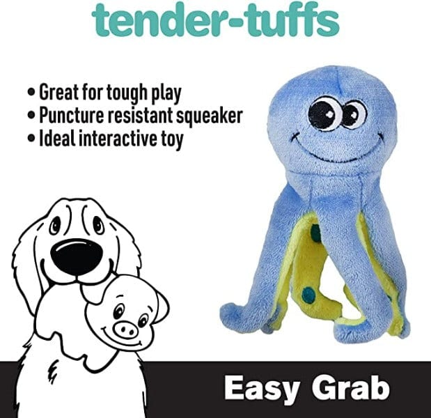 Tender-tuffs Interactive Easy-to-Grab Curly Octopus Plush Toy for Dogs