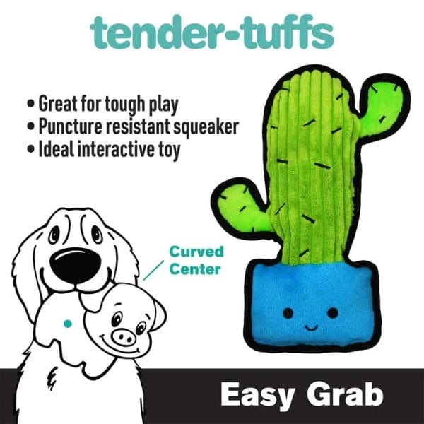 Soft and Durable Tender-tuffs Easy Grab Green Cactus-shaped Interactive Plush Dog Toy