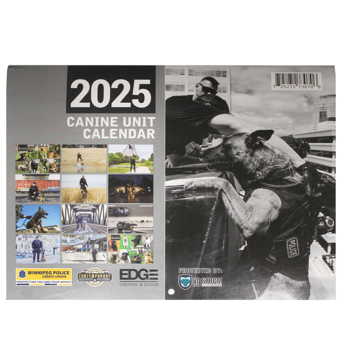 2025 Calendar Featuring the Winnipeg Police Service Canine Unit and Their Canine Partners