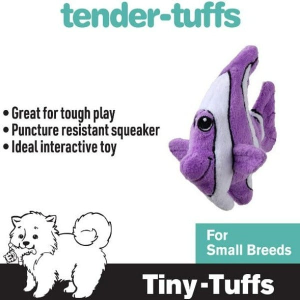 Tender-Tuffs Small-Sized Purple Angelfish Plush Interactive Dog Toy for Small Dogs