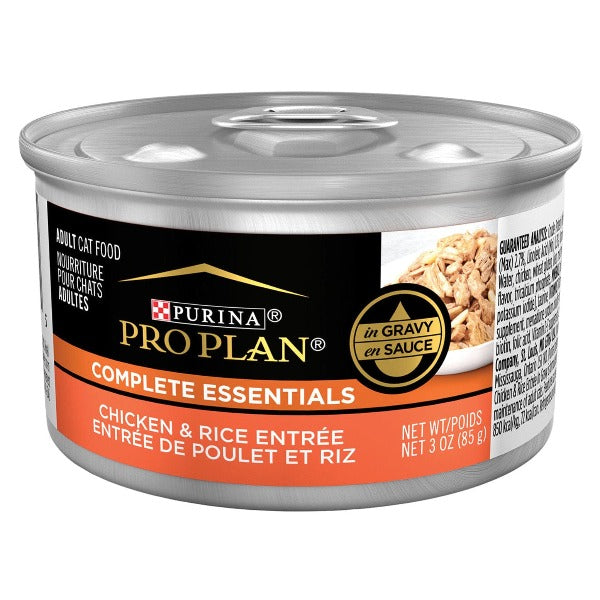Purina Pro Plan 85g Canned Cat Food: Chicken & Rice Entrée in Flavorful Gravy