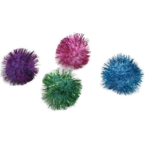 Glittery Turbo Pom Pom Balls - Ideal Cat Toys for Feline Play