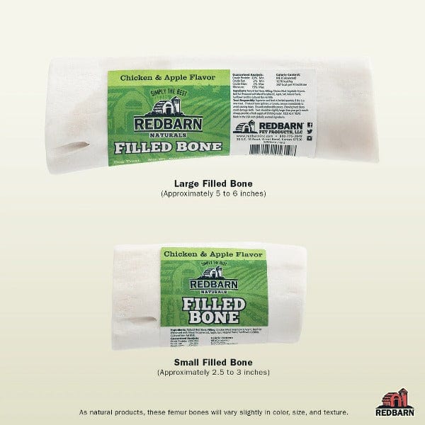 RedBarn All - Natural Chicken & Apple Filled Durable Beef Femur Bones for Dogs