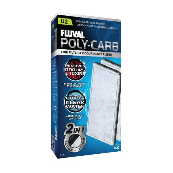 Fluval U Two - Pack Polyester and Activated Carbon Cartridge for Aquarium Filtration