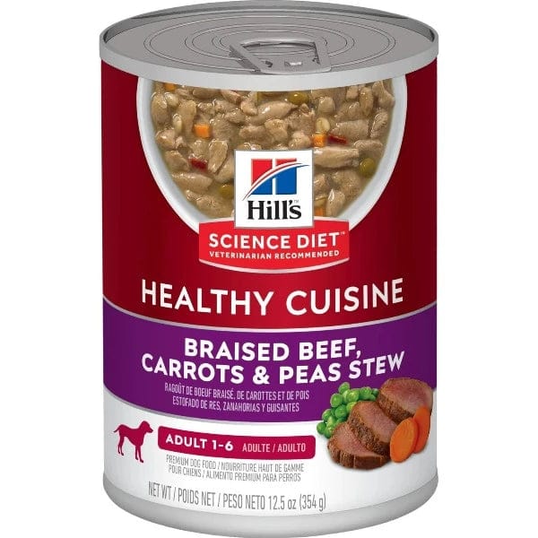 Hill's Science Diet Adult Canned Dog Food - Healthy Cuisine Braised Beef, Carrots and Peas Stew, 12.5 Ounce Can