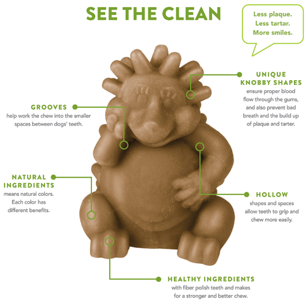 Whimzees Natural Hedgehog-Shaped Dental Chew Treats for Dogs