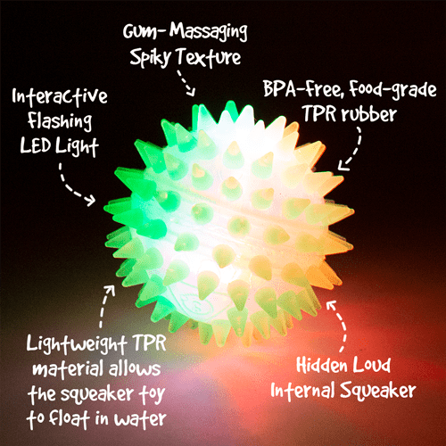 Gnawsome Small Interactive Squeaking and Flashing Light Ball for Canine Play
