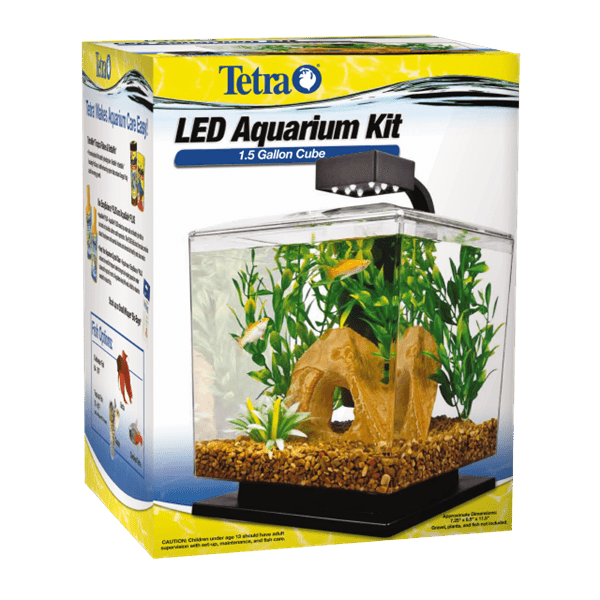 1.5 Gallon Cube-shaped Tetra LED Aquarium Starter Kit Ideal for Beginners
