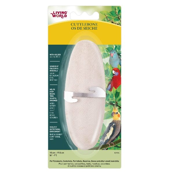 Living World Natural Cuttlebone with Metal Holder for Pet Birds