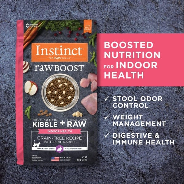 Instinct Raw Boost 4.5lb Grain - Free Dry Cat Food with Real Farm - Raised Rabbit for Indoor Health