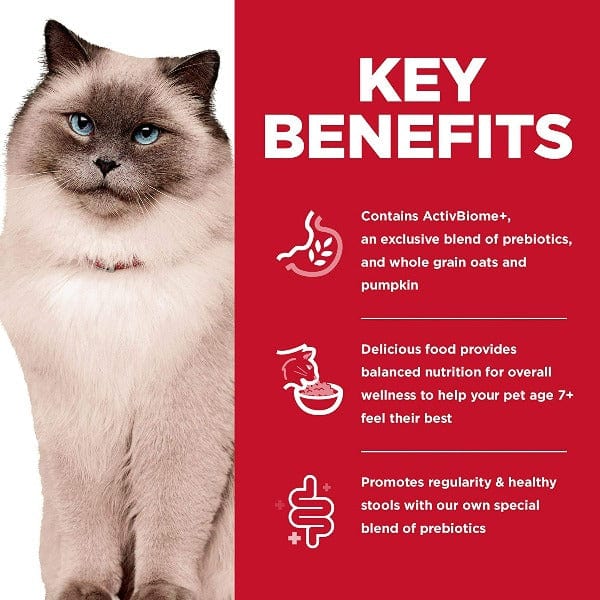 Hill's Science Diet Dry Cat Food - Chicken Recipe for Adult Cats 7+ with 3.5 lb, Perfect Digestion