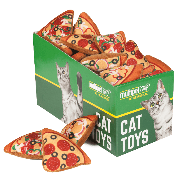 Multipet Realistic Pizza-Shaped Catnip-Enhanced Cat Toy for Feline Entertainment