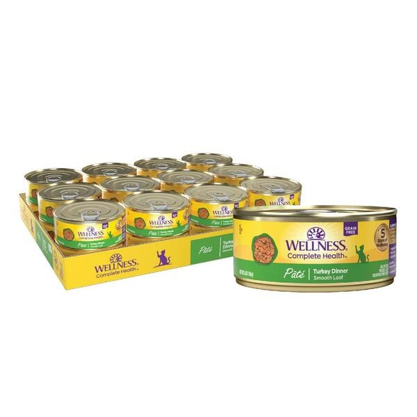Wellness Complete Health Premium Pate-style Turkey Dinner Canned Cat Food for Optimal Feline Wellness