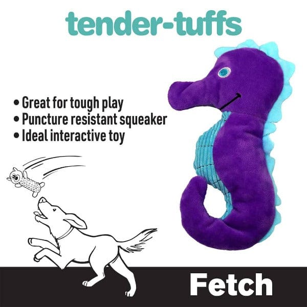 Soft and Durable Tender-tuffs Seahorse Plush Interactive Dog Toy